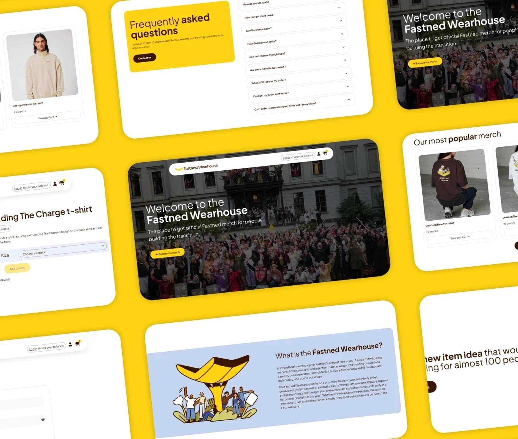 Pagina’s van de interne webshop Fastned Wearhouse